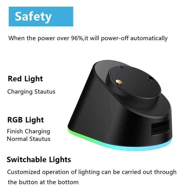 جهاز شحن الفأرة المعدنية RGB لشحن الفأرة المغناطيسية من Logitech G Pro X Superlight G 403 502 703 903 HERO Pro WIRELES