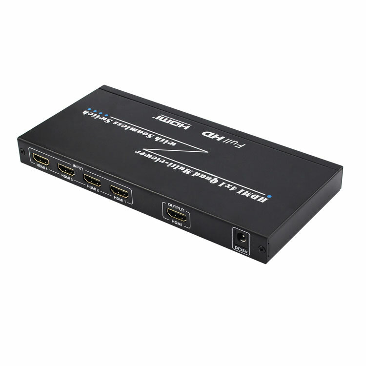 720P 1080P 4x1 HDMI switch quad متعدد اللاعبين مع مفتاح سلس مع جهاز تحكم عن بعد بالأشعة تحت الحمراء