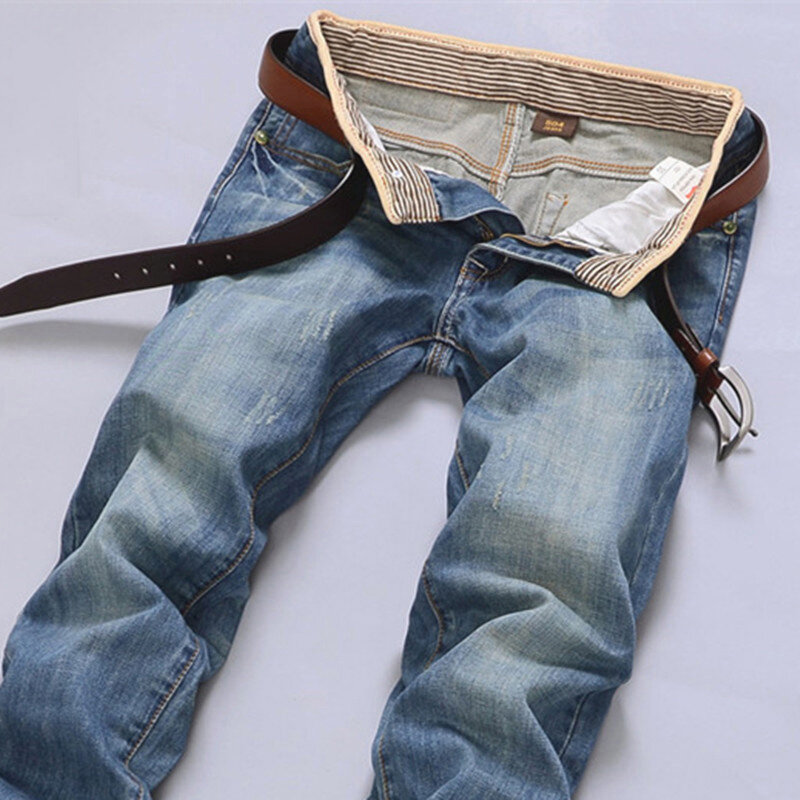 جينز على الموضة للرجال عالي الجودة موضة 2023 جينز ساخن للبيع للرجال الصغار سروال غير رسمي ضيق ورخيص مستقيم ماركة HOWDFEO