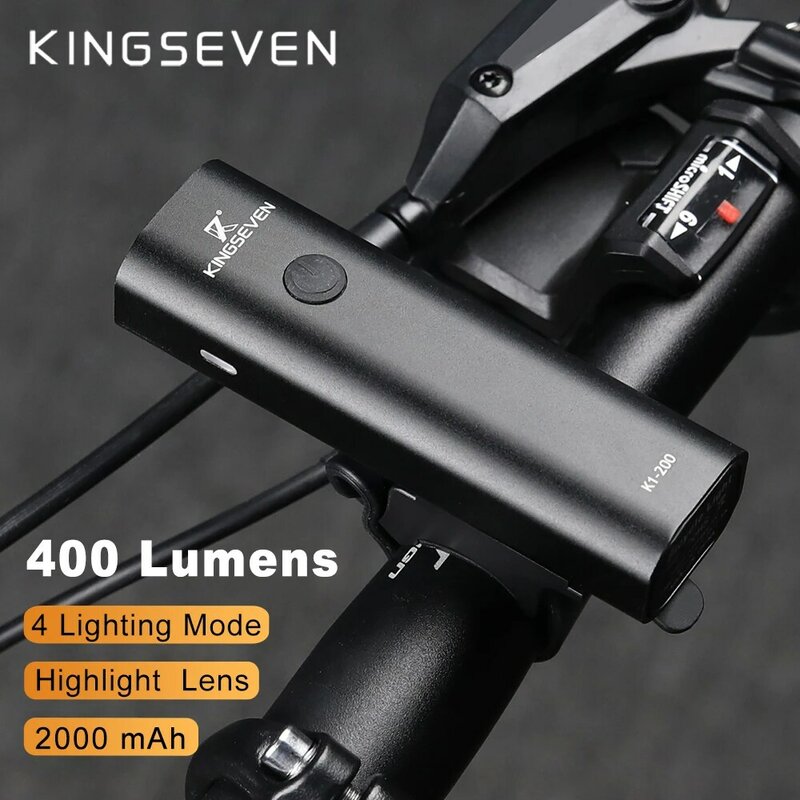 KINGSEVEN الدراجة الخفيفة مصباح دراجة قابل للشحن باستخدام USB الجبهة ضوء LED مصباح إضاءة متب الضوء العلوي مضيا الدراجة أجزاء اكسسوارات مصباح