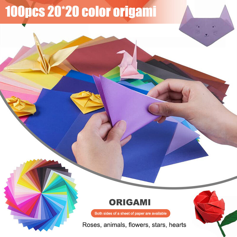 100 ورقة اوريغامي ورقة 20x20 سنتيمتر 8 بوصة ألوان حية للفنون الحرف مشاريع ورقة ملونة لديي الديكور اللوازم المدرسية