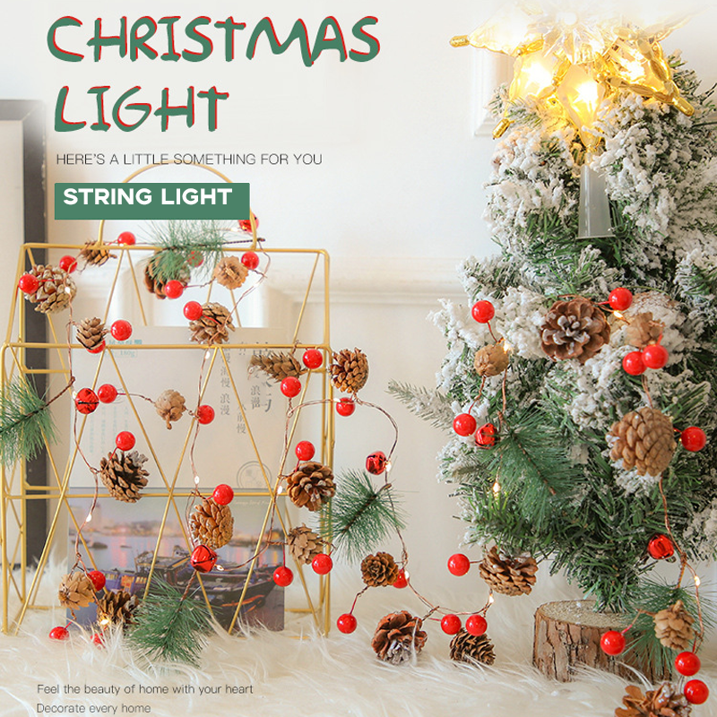 2 متر 20 Led ضوء سلسلة في الهواء الطلق مقاوم للماء عيد الميلاد الصنوبر مخروط ضوء LED الأسلاك النحاسية الجنية جارلاند الباحة تزيين مصباح