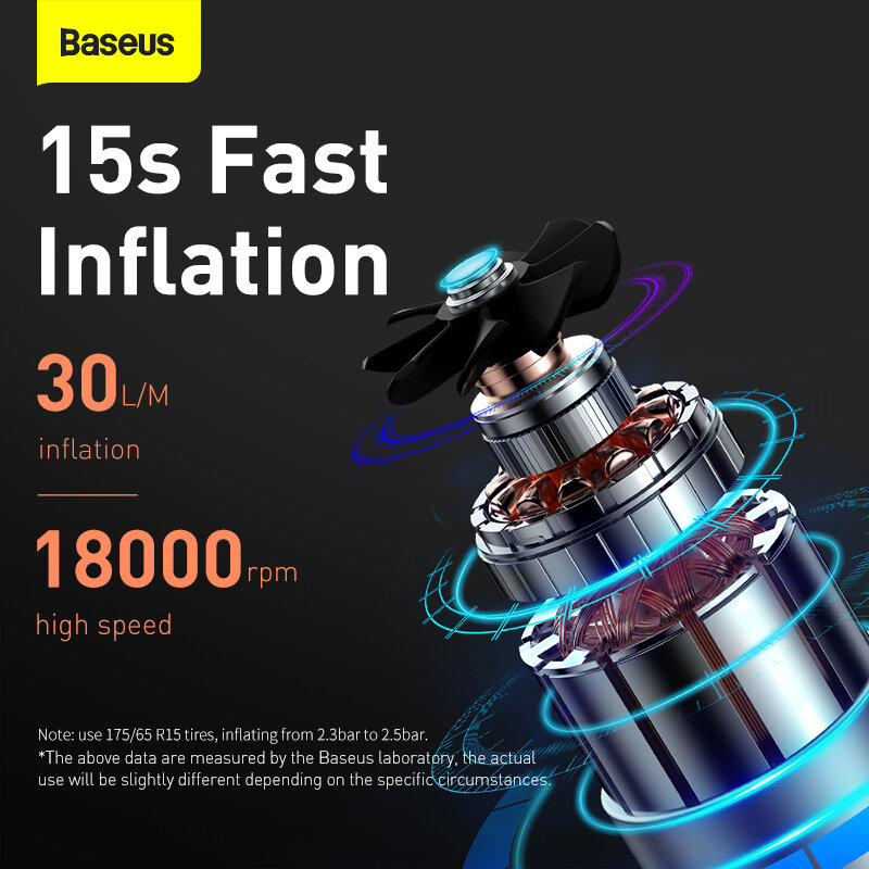 Baseus-ضاغط هواء صغير للسيارات ، نافخ إطارات محمول ، مضخة نفخ رقمية ذكية للسيارة ، دراجة ، قارب ، 12 فولت ، 150PSI