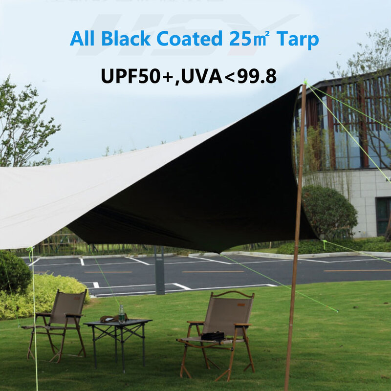 قماش القنب أكسفورد مقاوم للماء مع المغلفة السوداء ، خيمة المظلة المطر الكاكي ، مظلة التخييم واقية من الشمس ، ورقة القيقب ، UPF50 ، 300D ، 5.2x4.9m ، 5000