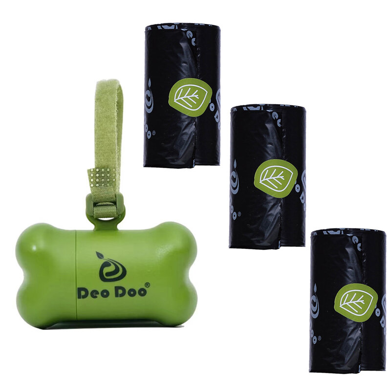 أكياس نفايات الكلب DeoDoo القابلة للتحلل الحيوي اضافية سميكة قوية Biobase صديقة للبيئة الكلب أكياس النفايات القط الأسود