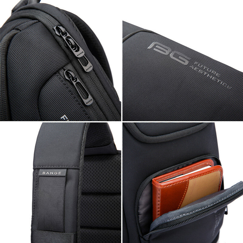 BANGE منتج جديد ترقية الرجال متعددة الوظائف أكسفورد حقيبة كروسبودي حقيبة سفر الأعمال الصدر لباد 9.7 بوصة