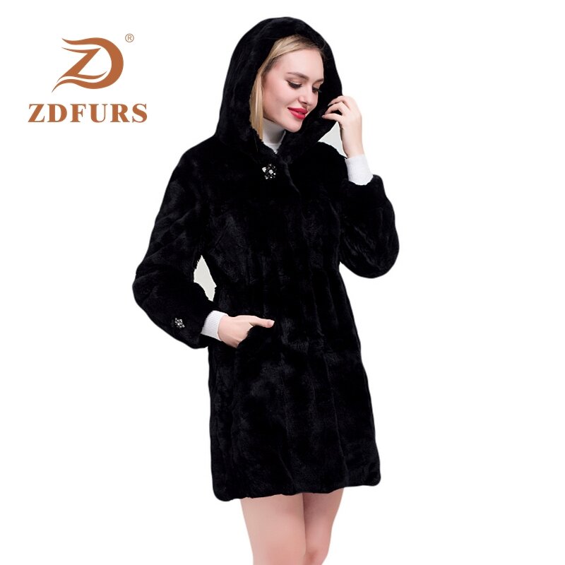 ZDFURS * 2019 الفاخرة معطف الفرو الطويل تخصيص حجم كبير مصنع بيع حقيقية ريكس الأرنب الفراء الحقيقي معطف المرأة الفراء سترة شتاء جديد