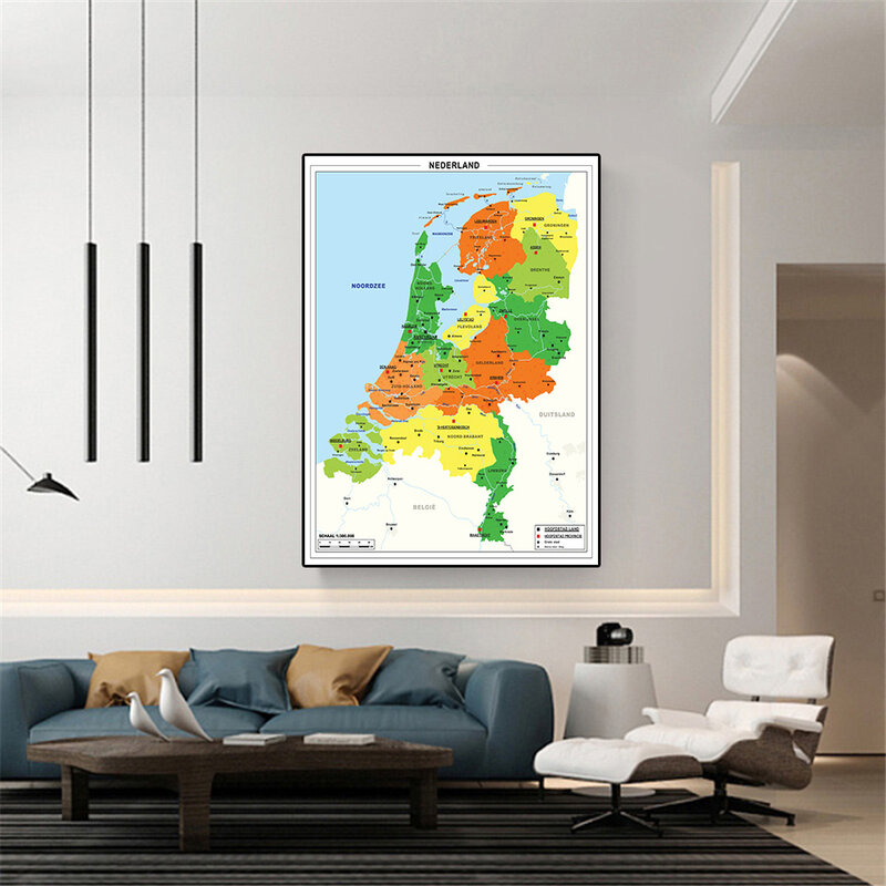 59*84 سنتيمتر هولندا خريطة في الهولندية ديكور الجدار ملصق فني قماش اللوحة غرفة المعيشة ديكور المنزل اللوازم المدرسية
