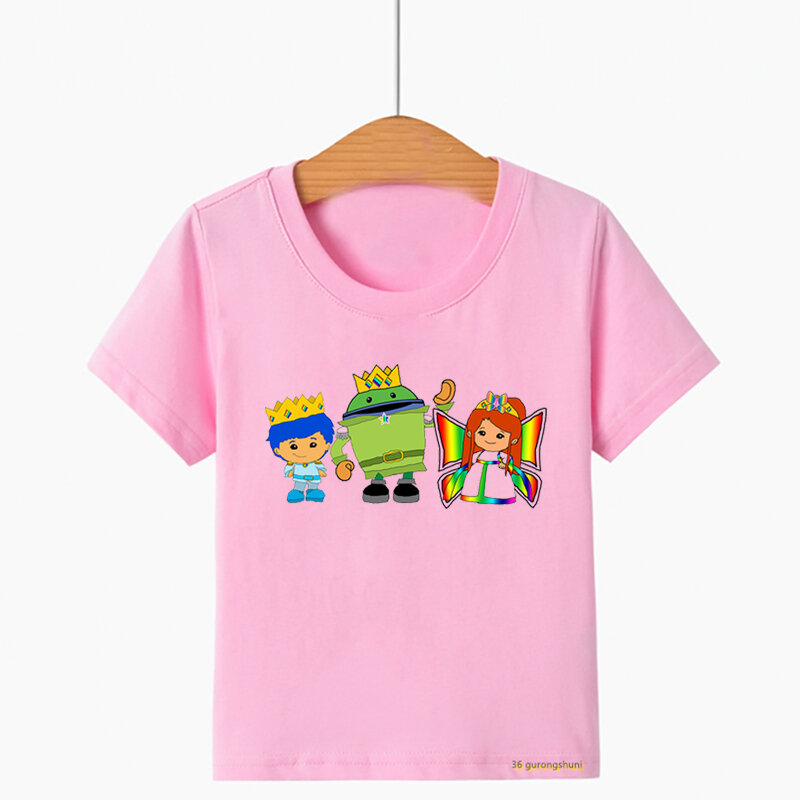 Kawaii الفتيات تي شيرت مضحك فريق Umizoomi الكرتون قميص مطبوع الصيف الوردي قصيرة الأكمام قميص الفتيات ملابس الأطفال التي شيرت بلايز