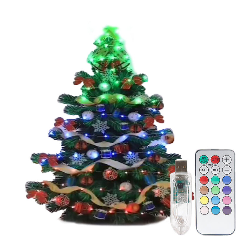 USB 5 فولت سلسلة عيد الميلاد ضوء RGB البعيد مؤقت تحكم عن بُعد 10 متر 100LED 20 متر 200LED الجنية أكاليل لحفل الزفاف شجرة تزيين عيد الميلاد مصباح