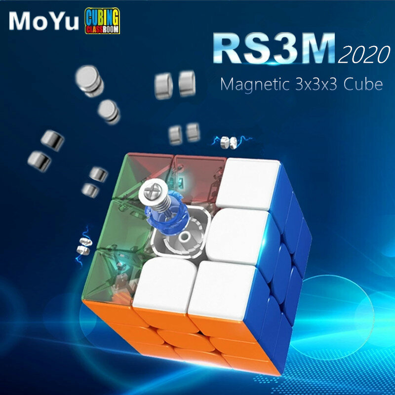 Moyu RS3M 2020 المغناطيسي 3x3x3 المكعب السحري Mofangjiaoshi RS3 متر سرعة لغز مكعبات مغناطيس Moyu مكعب مكافحة الإجهاد لعب للأطفال