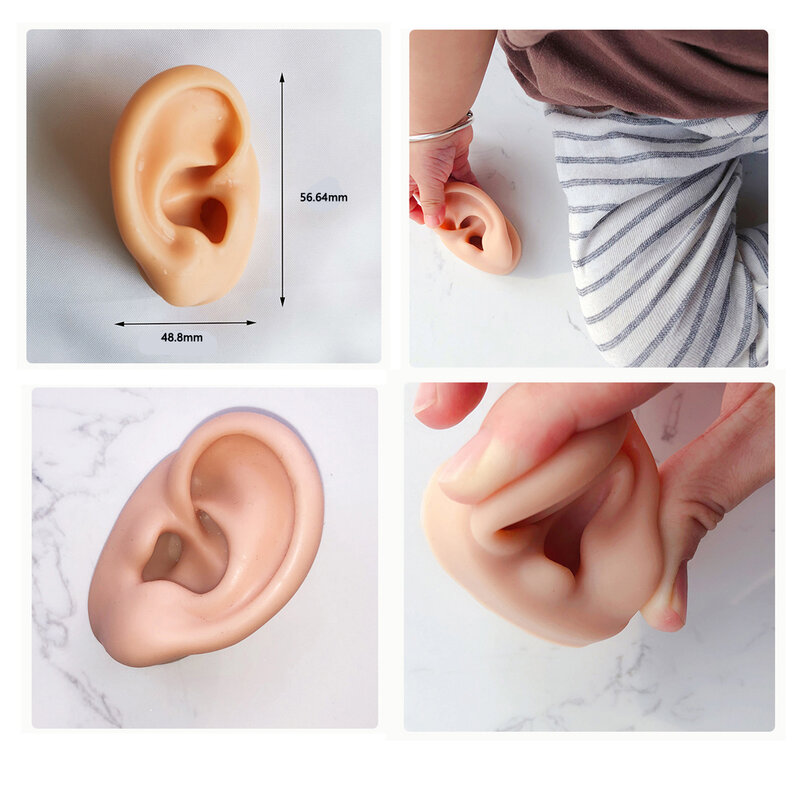 لينة سيليكون الأذن نموذج ل السمع 1:1 الإنسان الأذن نموذج الأذن محاكاة عرض الدعائم أدوات التدريس مجوهرات عرض أقراط