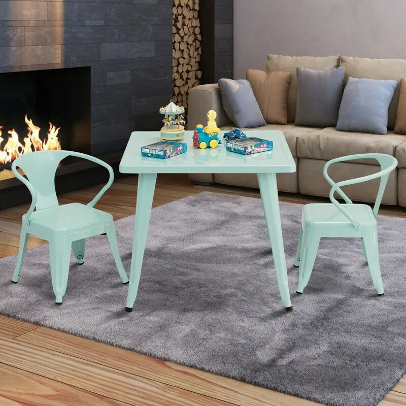 طاولة مربعة فولاذية للأطفال ، طاولة تعلم ، منزلية وخارجية ، 27 بوصة
