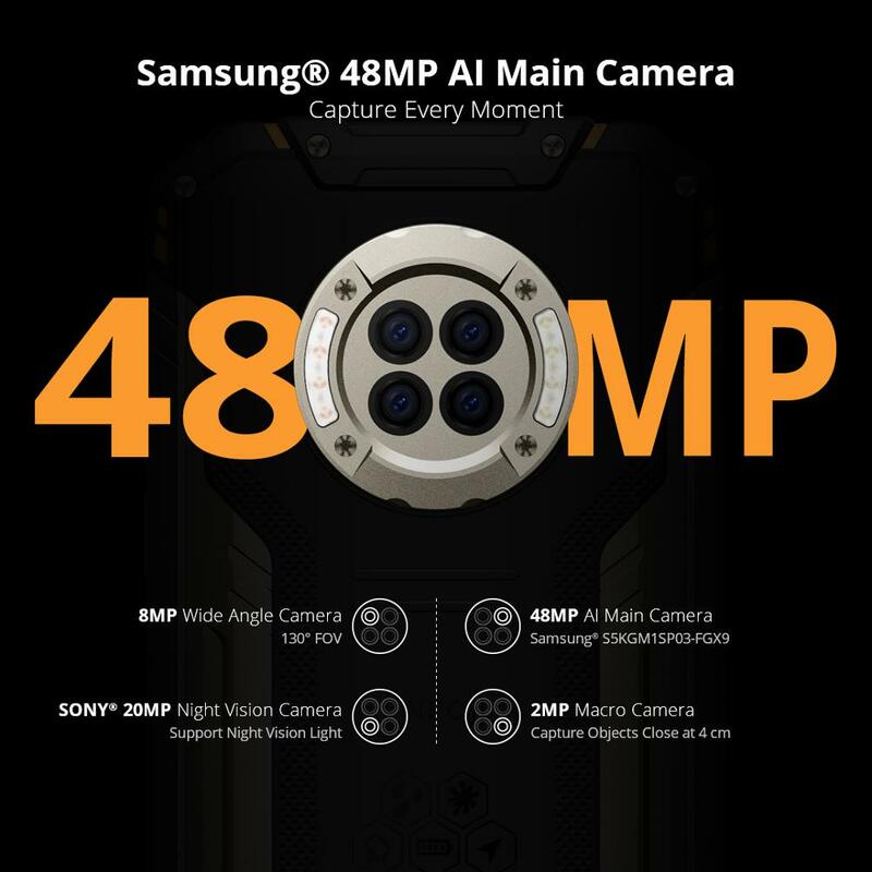 دوغي S96 برو الهاتف الذكي الهاتف 48MP كاميرا مستديرة رباعية الكاميرا 20MP الأشعة تحت الحمراء للرؤية الليلية هيليو G90 ثماني النواة 8GB + 128GB 6350mAh