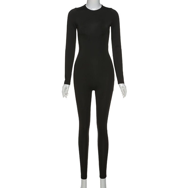 بدلة تزلج نسائية طويلة الأكمام بألوان سادة أسود/رمادي موضة 2021 ملابس لياقة بدنية ملابس رياضية ضيقة ملابس خروج