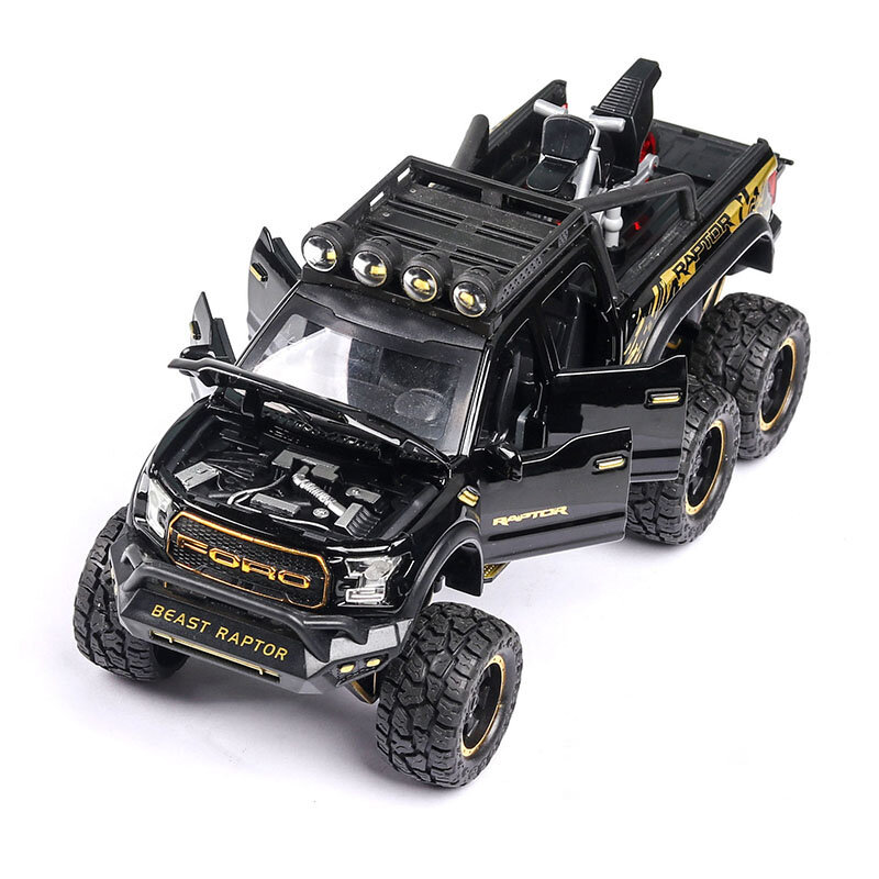 ديكاست لعبة سيارة سبيكة سيارة نموذج عجلات معدنية محاكاة على الطرق الوعرة الصوت والضوء التراجع سيارات لعب للأولاد هدية مزخرفة