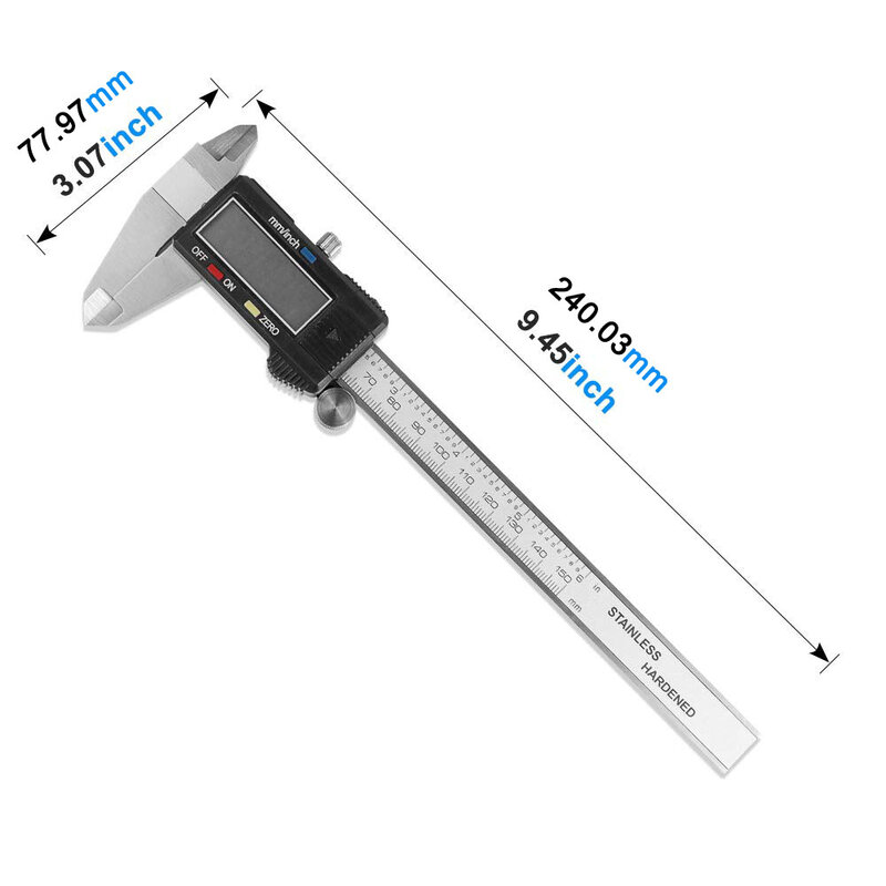 فرجار رقمي 6 بوصة الورنية الفرجار أداة قياس رقمي الفولاذ المقاوم للصدأ الفرجار أداة بوصة/متري تحويل كبير LCD