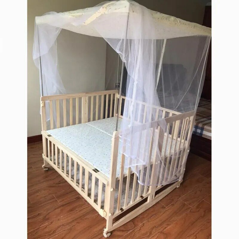 سرير طفل قابل للطي التوائم الربط مع سرير كبير ، الصلبة خشب الصنوبر الوليد سرير طفل ، يمكن أن تتغير إلى مهد هزاز ، وتشمل ناموسية