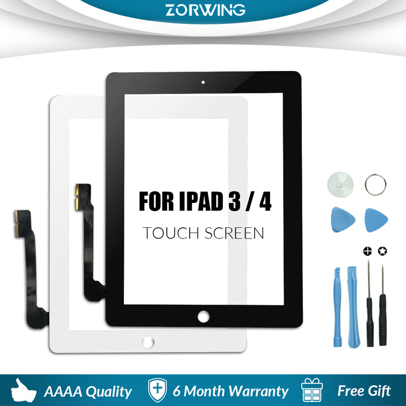 شاشة لمس جديدة لباد 3 4 iPad3 iPad4 A1416 A1430 A1403 A1458 A1459 A1460 LCD الخارجي محول الأرقام الاستشعار زجاج لوحة استبدال