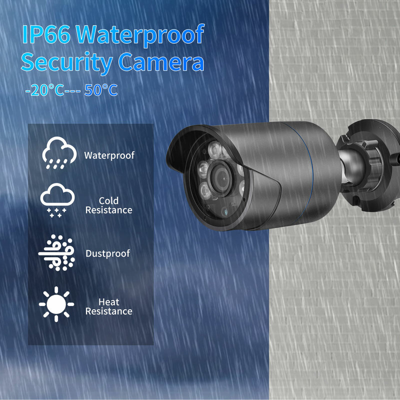 AZISHN 8MP 4K كاميرا شبكية عالية الوضوح حماية الأمن رصاصة الكاميرا في الهواء الطلق مقاوم للماء اللون للرؤية الليلية المزدوج مصدر الضوء المراقبة