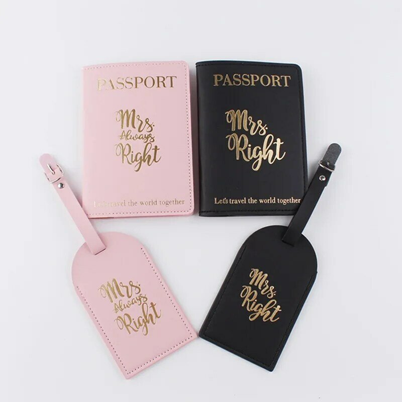 4-piece مجموعة من بولي PU جواز سفر حامي طائرة بطاقة صعود حقيبة العلامة زوجين الأمتعة الاختيار في العلامة