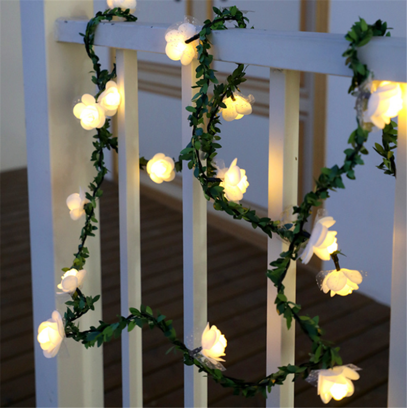 USB تعمل روز زهرة الكَرْم أسلاك إضاءة للأماكن الخارجية 1.5m 3m 6m LED روز زهرة الجنية أضواء لعيد الميلاد الزفاف حزب حديقة ديكور