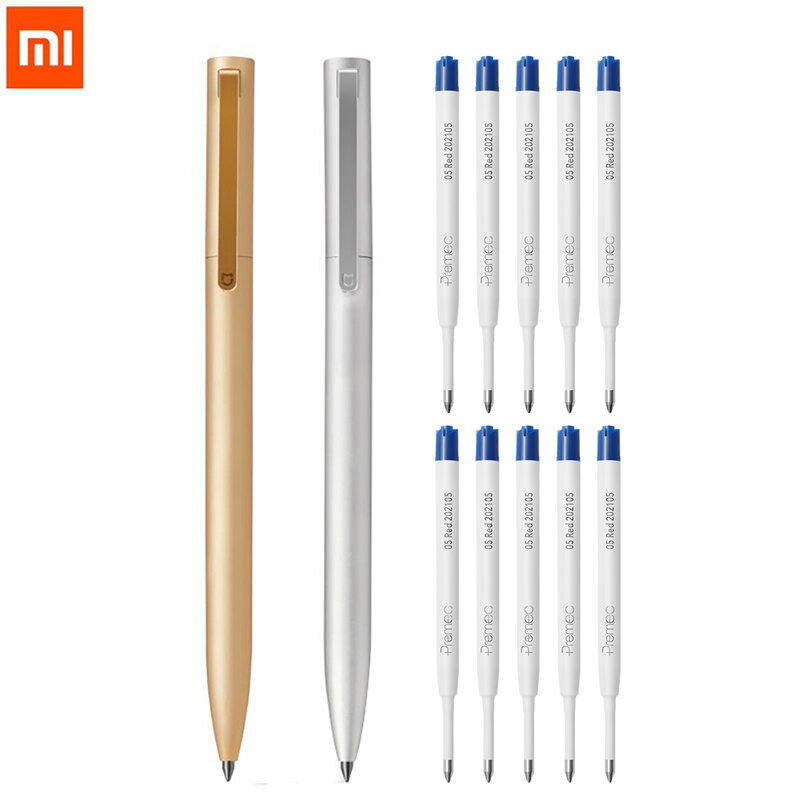 Xiaomi-قلم توقيع معدني Mijia ، أصلي ، 0.5 مللي متر ، عبوة سويسرية ، حبر أسود/أزرق/أحمر