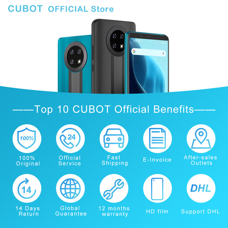 هاتف ذكي Cubot Note 9 (2021) ، بطارية كبيرة 5900 مللي أمبير في الساعة ، هاتف محمول ثماني النواة ، شاشة 5.99 بوصة ، 3GB + 32GB (128GB ممتد) ، هاتف 16MP كاميرا ثلاثية ، Android 11 ، Dual SIM 4G-LTE ، Face ID