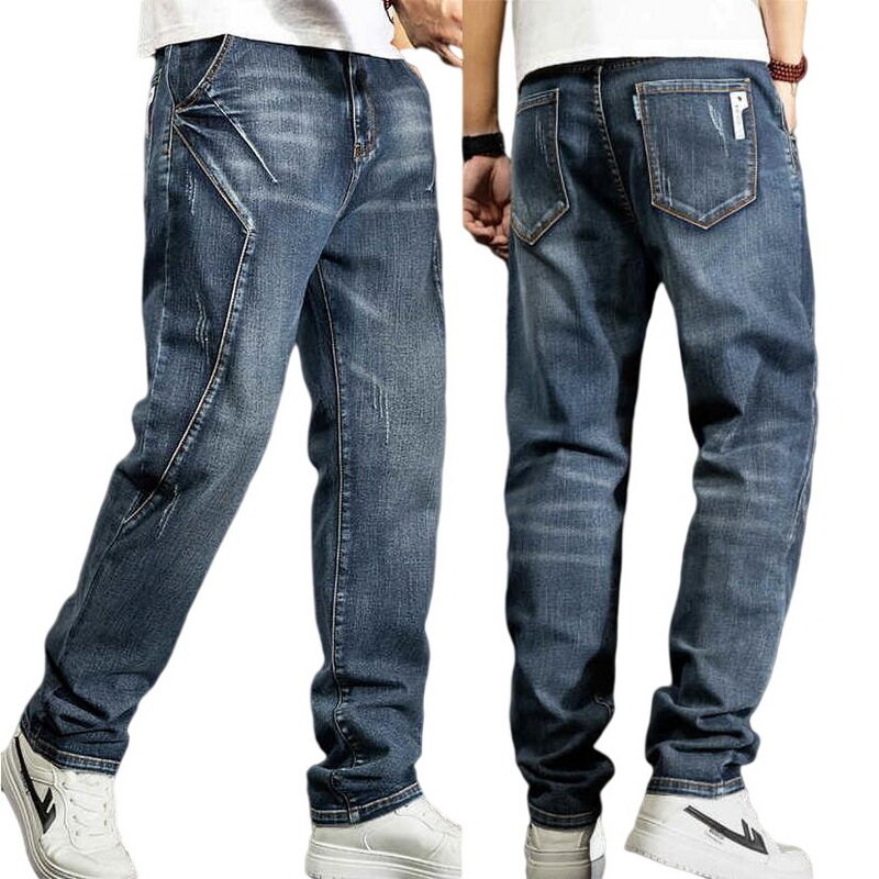 الرجال الجينز فضفاضة فضفاض الدنيم السراويل الرجال البضائع بنطلون المرقعة Pants غير رسمية حجم 28-44