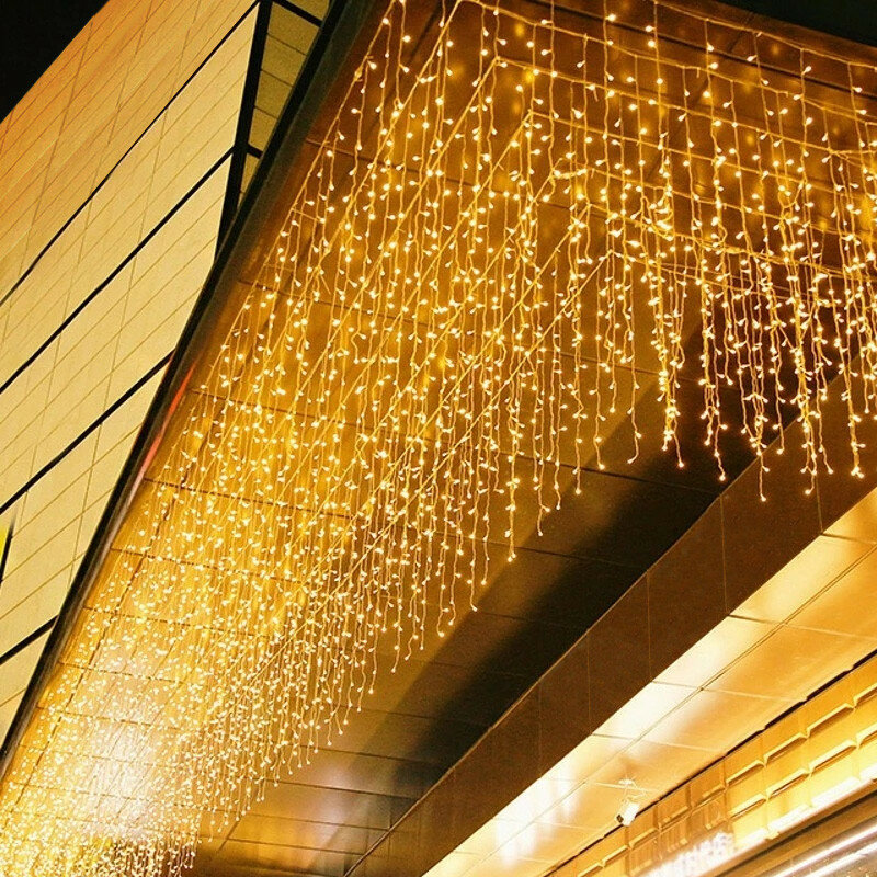 40 متر عيد الميلاد جارلاند مصباح LED متدلي الستار سلسلة أضواء تدلى 0.6 متر الجنية أضواء حديقة الشارع في الهواء الطلق ديكور ثابت على 220 فولت