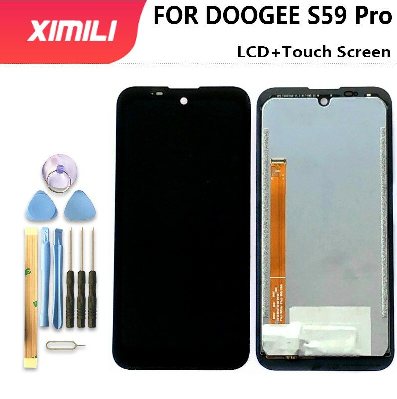 شاشة DOOGEE S59 Pro LCD, شاشة تم اختبارها أصلية 100% ٪ لـ DOOGEE S59 Pro + مجموعة المحولات الرقمية لشاشة تعمل باللمس LCD + محول رقمي يعمل باللمس لـ DOOGEE S59 Pro + أداة