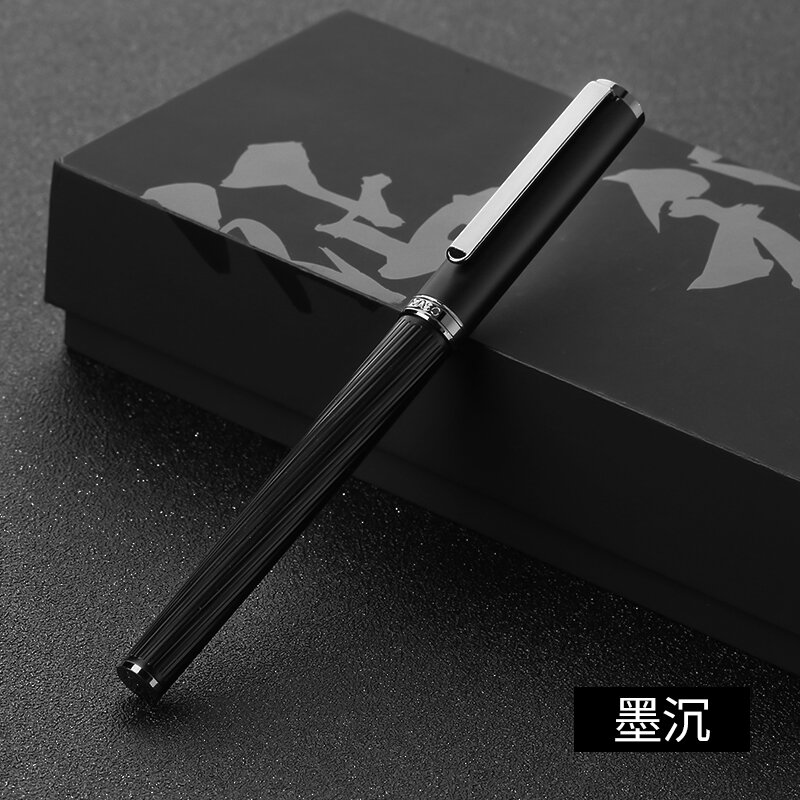 OASO نافورة القلم الحبر الكامل المعادن كليب أقلام الفولاذ المقاوم للصدأ الأسود الكلاسيكية نافورة-القلم المنقار 0.5 مللي متر المدرسة اللوازم المكتبية