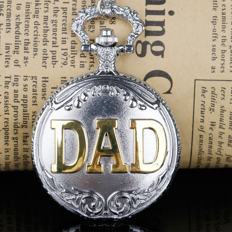 جوفاء أبي تصميم كوارتز ساعة الجيب الرجال الأب قلادة قلادة مع سلسلة الأب أفضل الهدايا