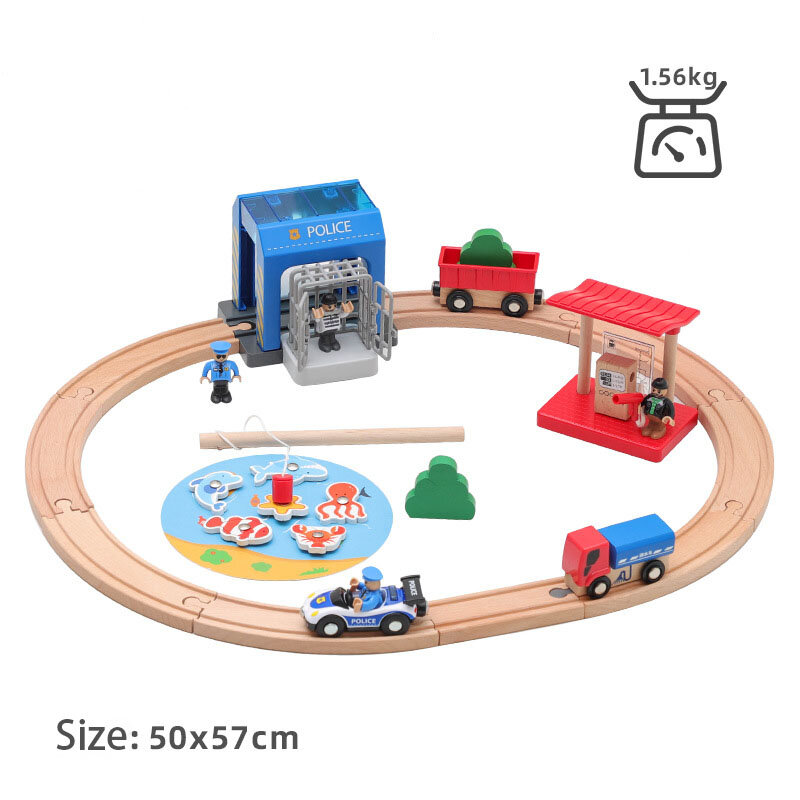 مسار القطار الخشبي الطريق السريع مجموعة السكك الحديدية الخشبية الكهربائية لعبة قطار مغناطيسي يصلح لجميع خشب من علامة تجارية المسارات لعب للأولاد