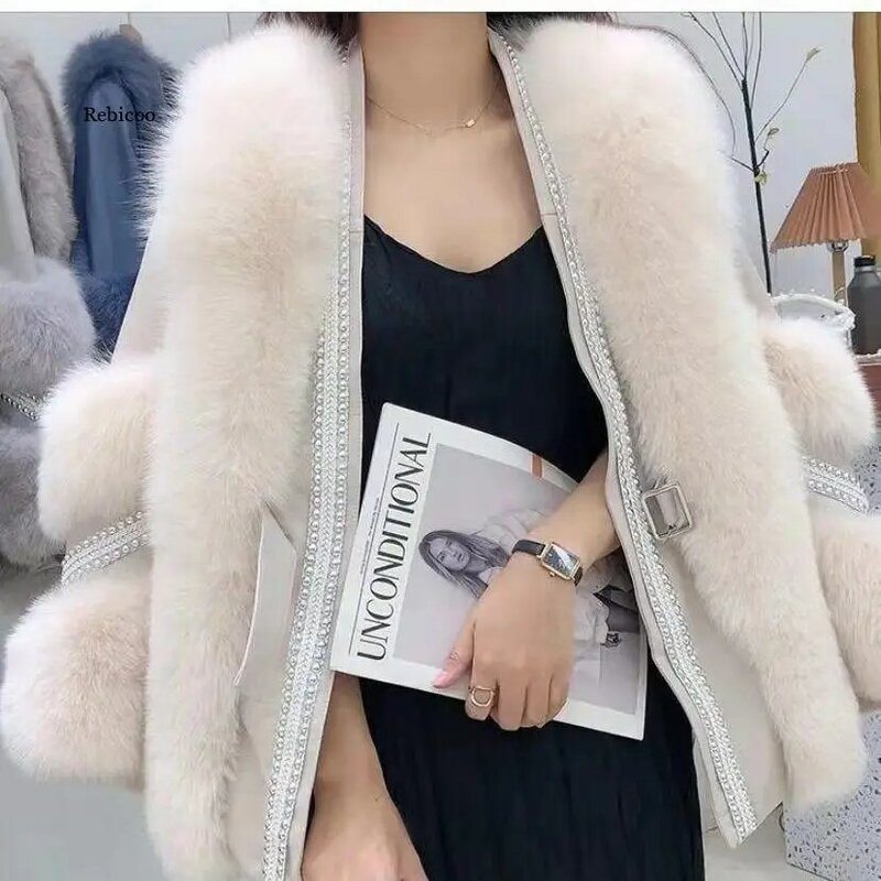 الشتاء المرأة عالية الجودة جديد الاصطناعي الثعلب معطف الفاخرة الفراء معطف معطف فضفاض سميكة الدافئة المرأة أفخم معطف