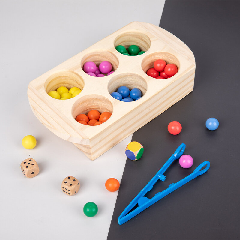 مونتيسوري خرز ملون خشبي تحسين المهارات لون تصنيف صندوق التعرف على التعلم المبكر الإيدز ألعاب الأطفال صبي فتاة هدية