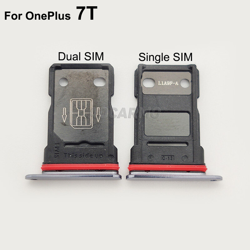 Aocarmo-درج بطاقة SIM مزدوج ومفرد لـ OnePlus 7T ، حامل بطاقة Sim ، قطع غيار وإصلاح
