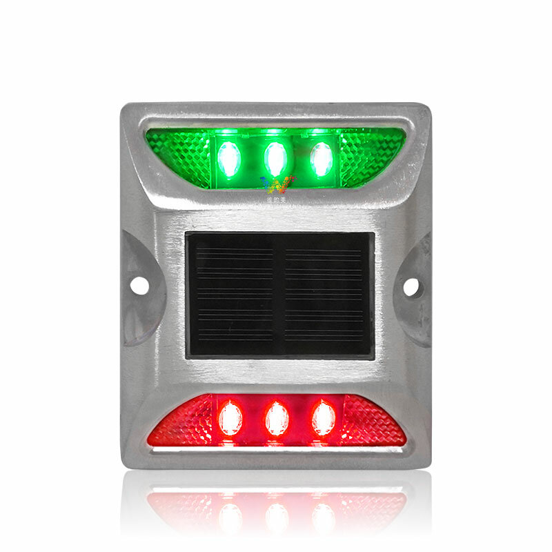 أخضر أحمر LED ثنائي الجانب مربع علامات الطريق إضاءة ليد تعمل بالطاقة الشمسية الطريق الشمسية