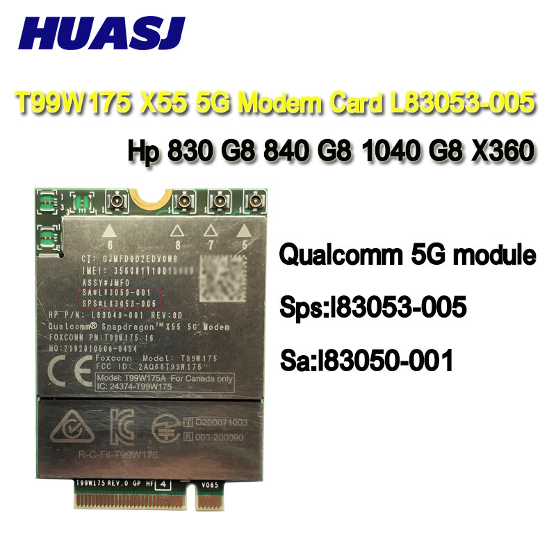Huasj T99W175 5GNR M.2 5G وحدة بطاقة sps L83053-005 ل HP 840 850 G8 DW5930E-eSIM لديل 9520 9510 لينوفو ثينك باد X1