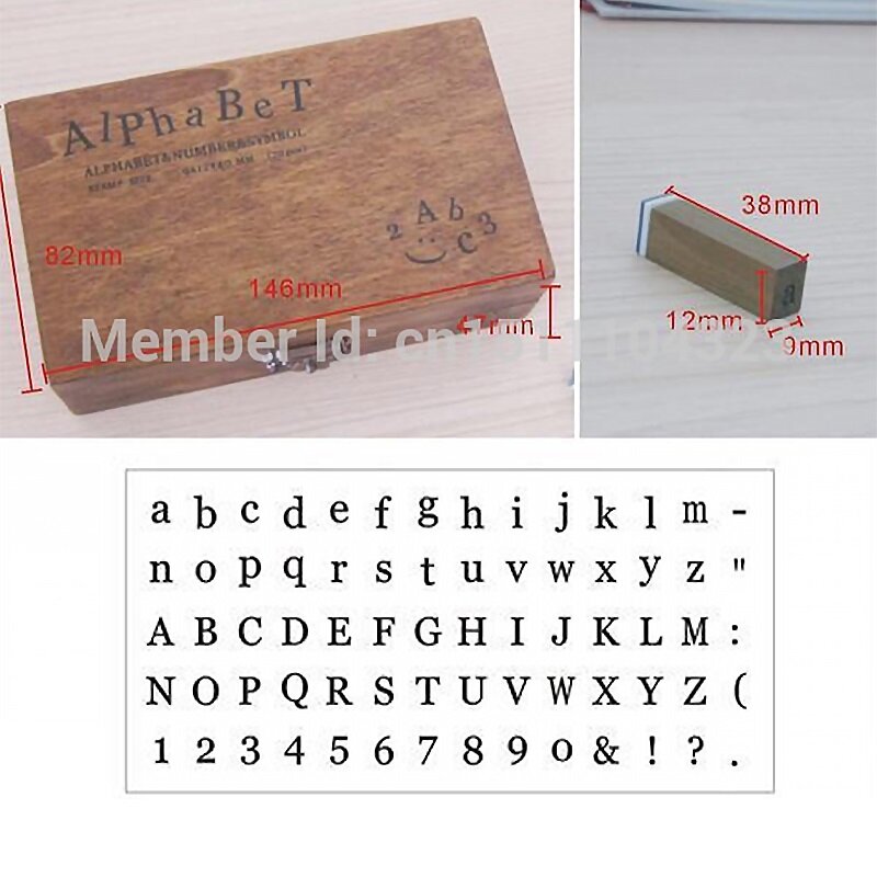 2 صناديق طوابع مخطوطة مع الأحرف الكبيرة والأرقام المنخفضة ختم طوابع ديكور