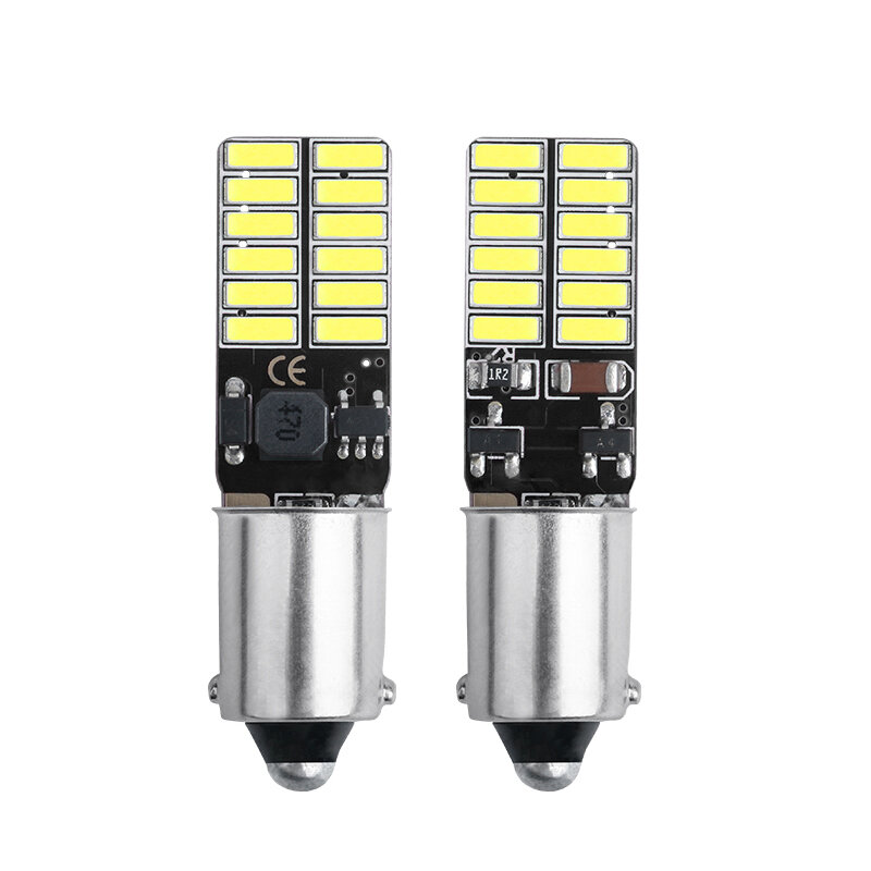 2 قطعة BA9S T4W LED ضوء Canbus 4014 24 مصلحة الارصاد الجوية لا أداة خطأ لوحة ترخيص ضوء القراءة مصابيح قبة لمبات الأبيض 12 فولت 6000 كيلو