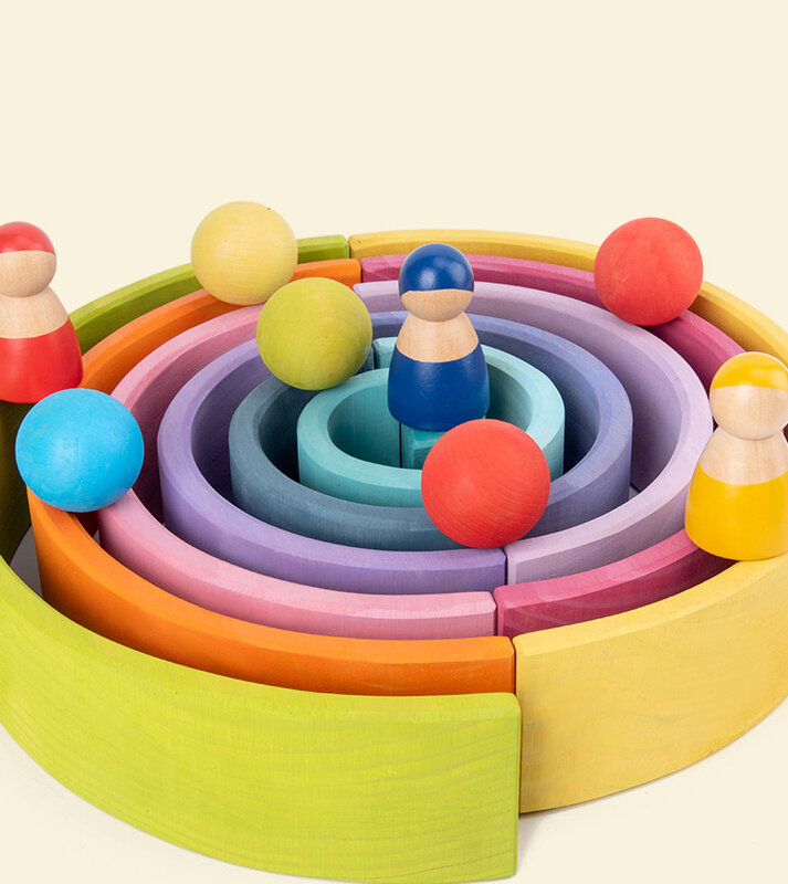ألعاب الأطفال كتل خشبية قوس قزح كبيرة الإبداعية قوس قزح اللبنات التوازن ألعاب خشبية للأطفال لعبة تعليمية مونتيسوري