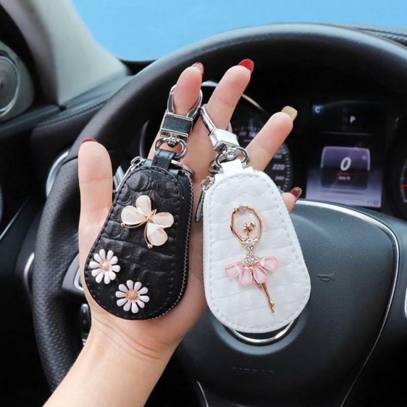 حقيبة مفاتيح السيارة الإناث الإبداعية جميل سيارة مفتاح سلسلة سيارة واقية حالة الديكور العام سيارة مفتاح واقية محفظة محفظة