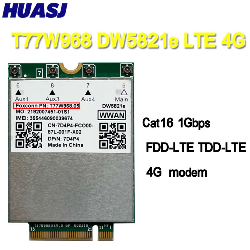 HUASJ T77W968 For Dell DW5821e LTE Cat16 GNSS 4G WWAN بطاقة وحدة ل Lattitude 5420 5424 7424 وعرة خط العرض 7400 / 7400 2-in