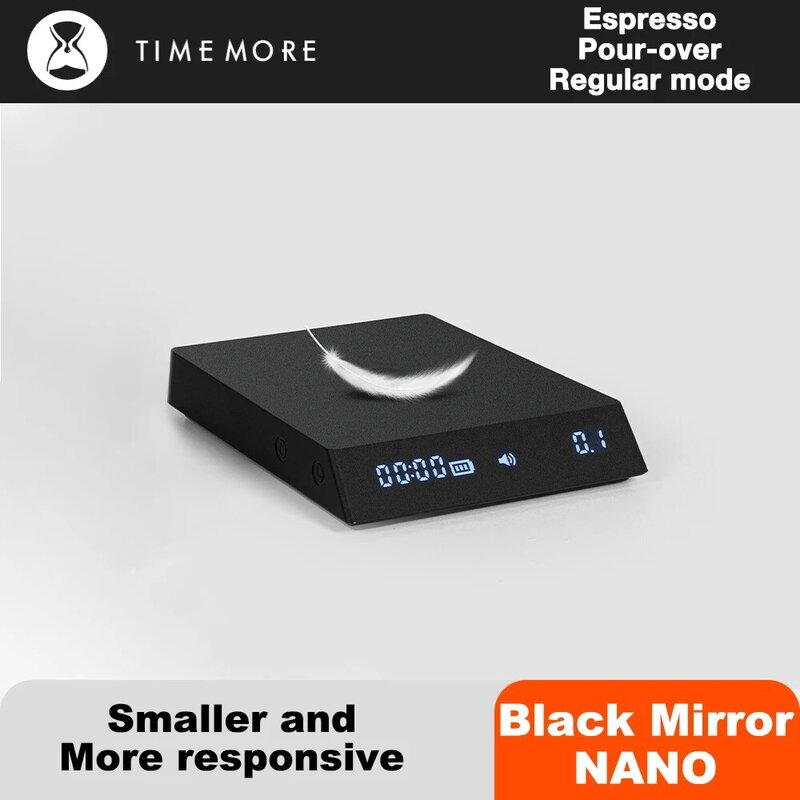 TIMEMORE الأسود مرآة نانو مقياس صب أكثر من قهوة إسبرسو مقياس 0.1g / 2 كجم مقياس رقمي إلكتروني 3 طرق المدمج في autoالموقت