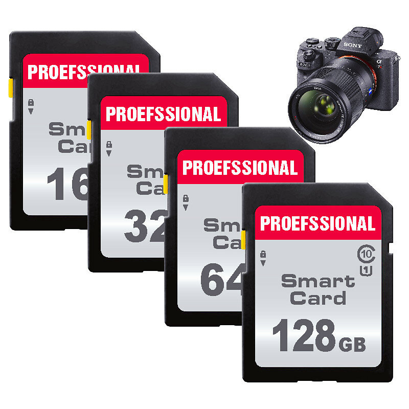 بطاقة SD فائقة/احترافية 128GB 64GB 32GB 512GB 256G 16GB SD 128gb بطاقة ذاكرة فلاش SD U1/U3 4K V30 بطاقات لكاميرا كانون