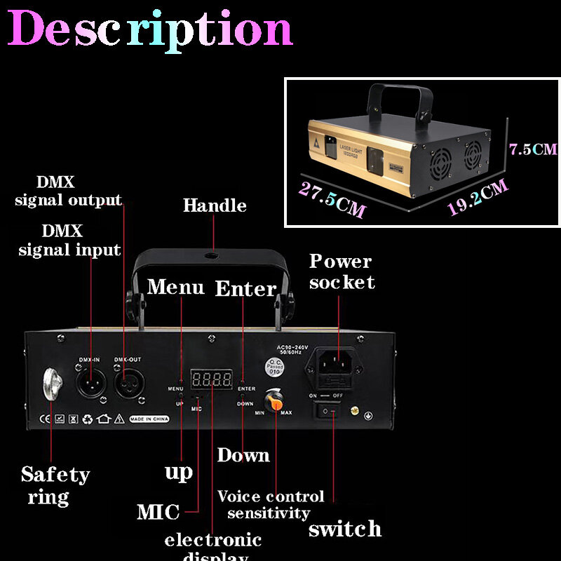 جديد 2000MV شعاع الليزر المسح الضوئي كشاف ضوء DJ ديسكو مصطبات الصوت المرحلة مصابيح حفلات DMX512 تحكم ضوء للنادي