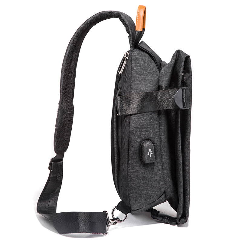 حقيبة الصدر متعددة الوظائف حقائب كروسبودي للرجال الكتف رسول حقائب الذكور مع منفذ شحن USB مقاوم للماء رحلة قصيرة حزمة