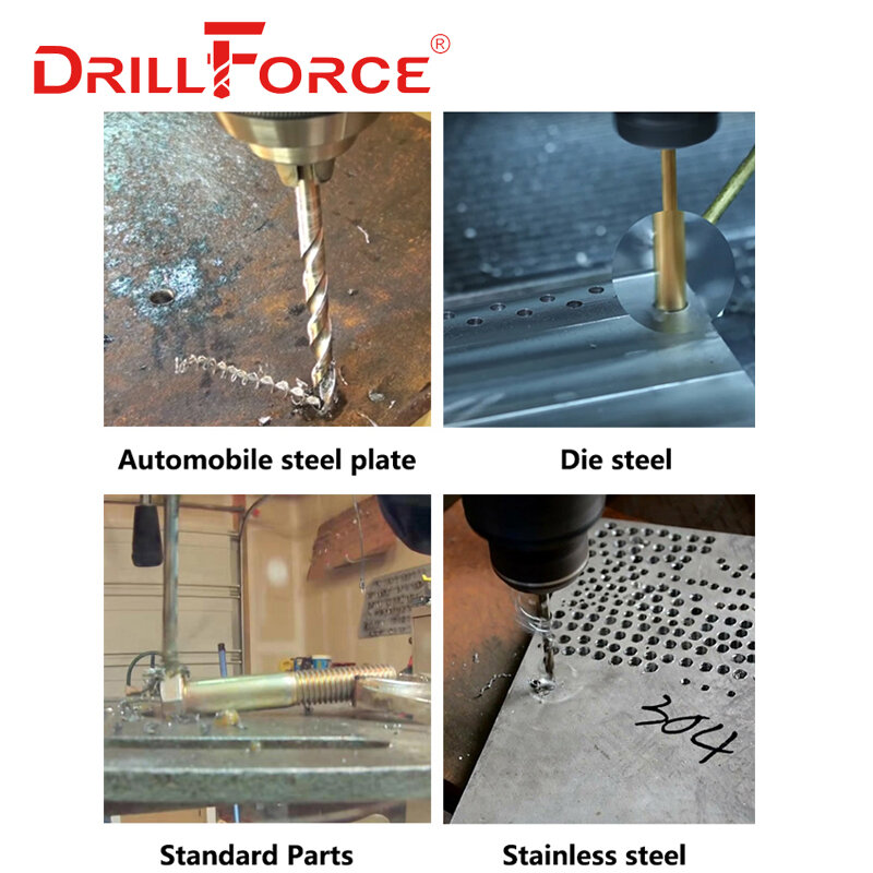 Drillforce أدوات 5 قطعة 1.0 مللي متر-13 مللي متر HSSCO 5% الكوبالت M35 تويست طويل لقمة ثقب ل الفولاذ المقاوم للصدأ سبائك الصلب و الحديد الزهر