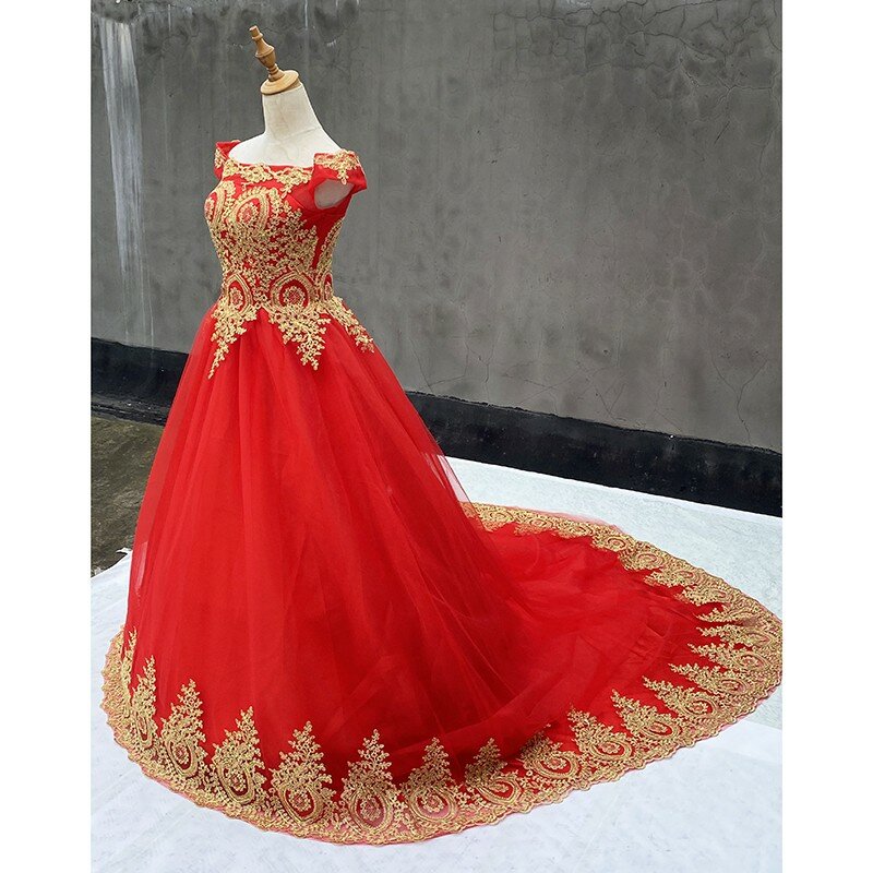 فستان أحمر صور حقيقية لعام 100% من Quinceanera بدون الكتف من الدانتيل زهرة للحفلات الراقصة بالإضافة إلى حجم مخصص من Vestidos De Quinceaneras